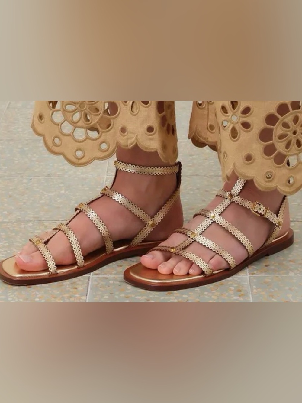 Zimmermann Women’s Beige Strappy Gladiator Sandals - Elegant Flat, new with tags